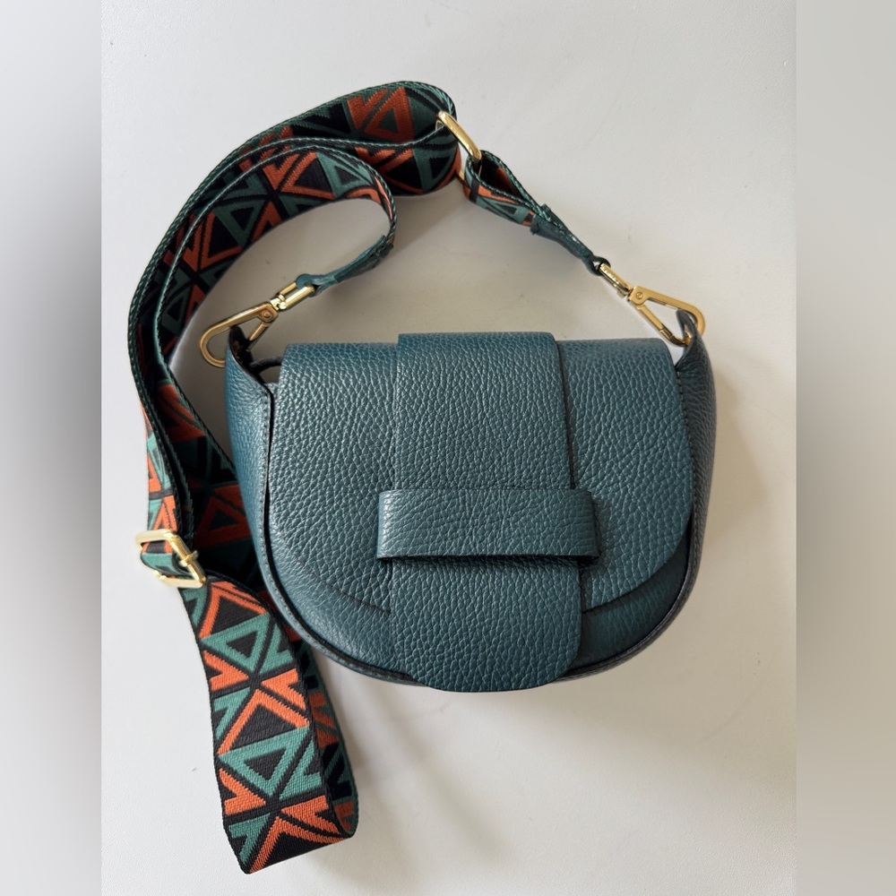 Handmade Italian Leather Tote Bag - Teal - 100% Genuine Calf Leather